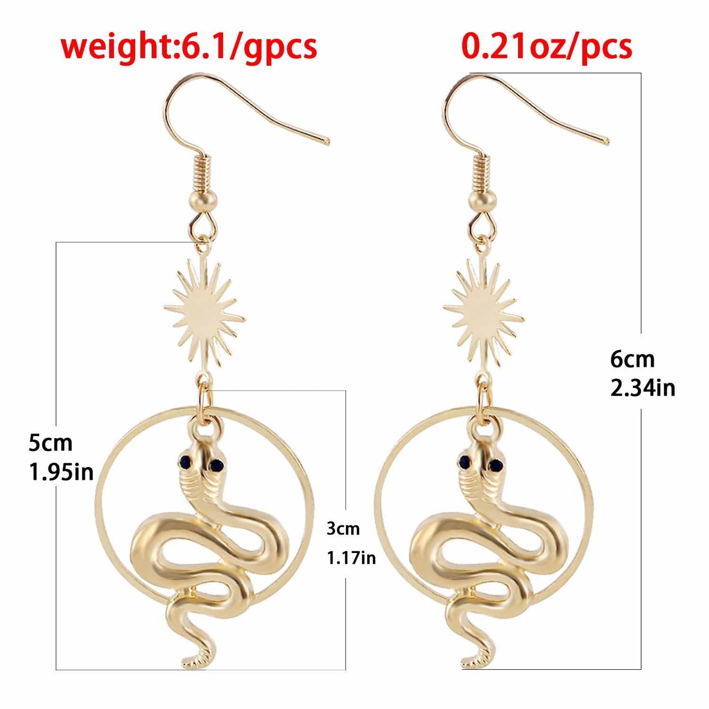 Jewelry Geometric Exaggerated Trendy Earrings Creative Design Fashion Gold Snake Earrings Earrings Earrings
