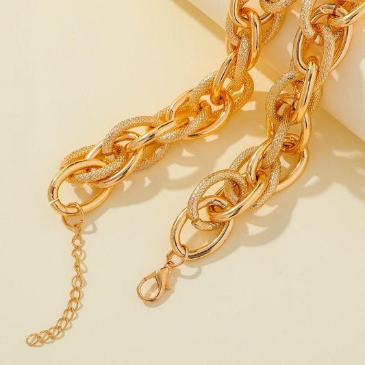 Simple single-layer aluminum chain hip-hop necklace fashion metal matte big thick chain exaggerated choker necklace