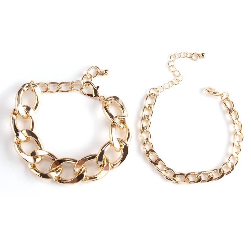 Trendy retro personality punk metal jewelry female mix and match thick chain suit bracelet