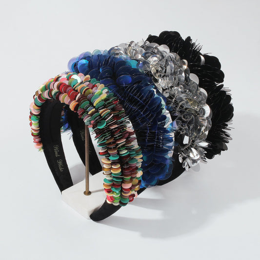 F3635 jewelry exaggerated sequins colorful headband wide-brimmed personality prom catwalk personality hair hoop female