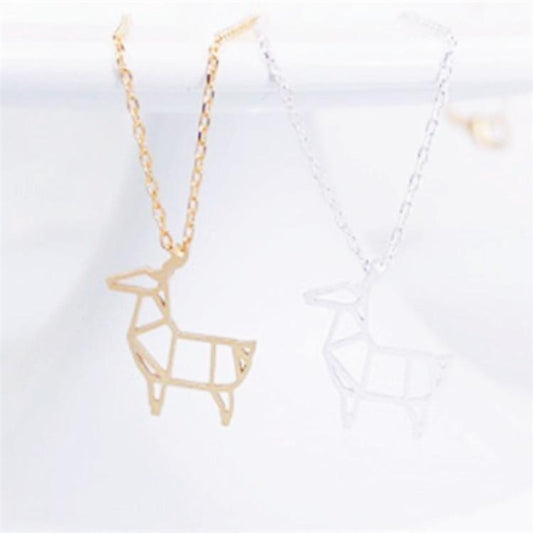 Sweet little elk necklace cute alpaca small animal hollowed out deer pony clavicle chain jewelry