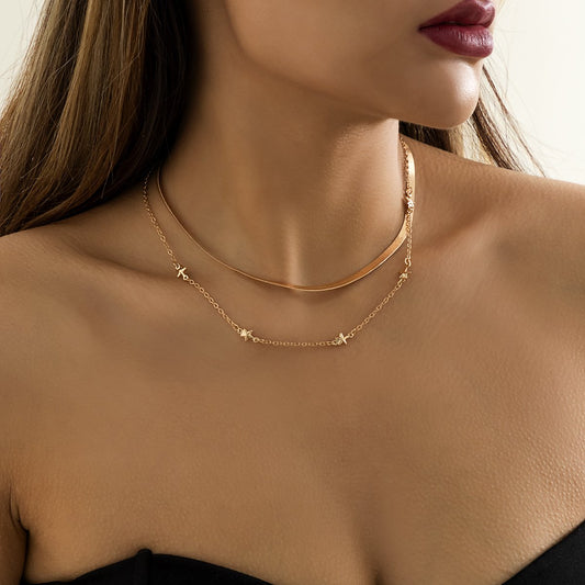 Ornamental niche metal snake bone chain necklace hip-hop simple star pendant clavicle necklace