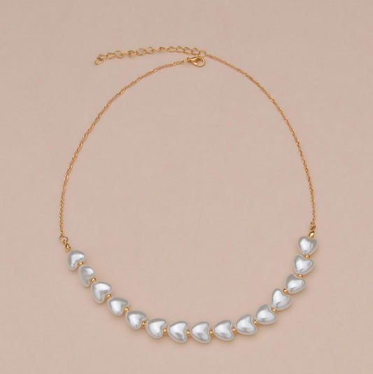 Fashion Elegant Peach Heart Imitation Pearl Necklace Short Necklace Accessories