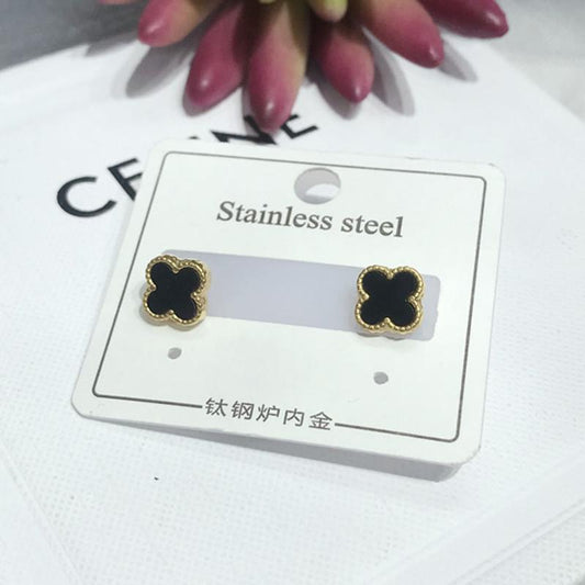ins925 silver needle four-leaf clover earrings female simple fashion titanium steel gold-plated zirconium earrings for earrings