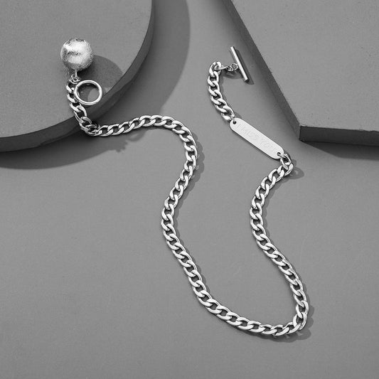 Ins cold ball IMISSYOU titanium steel pendant stainless steel necklace clavicle chain necklace