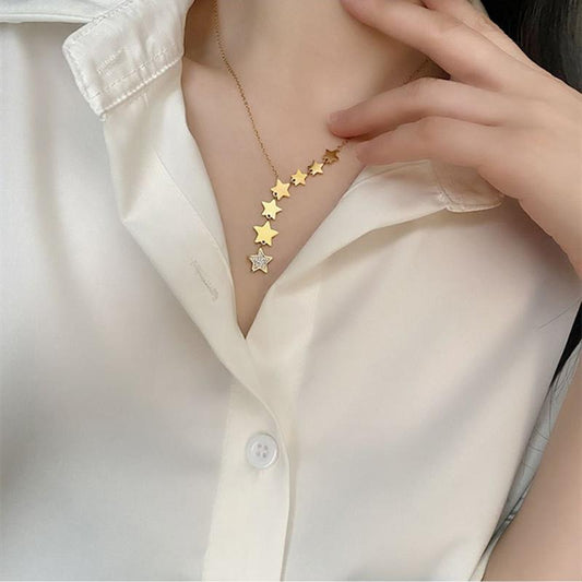 Year Seven Star Starry Starry Clavicle Chain Titanium Steel Non-fading Necklace Women's Simple Niche Net Red Jewelry Trend