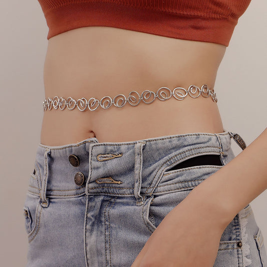 Jewelry spiral geometric niche waist chain women's high-end fashion all-match waistchain