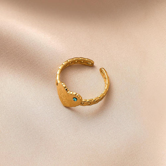 Fashion stainless steel love blue diamond open ring simple temperament peach heart letter ring jewelry