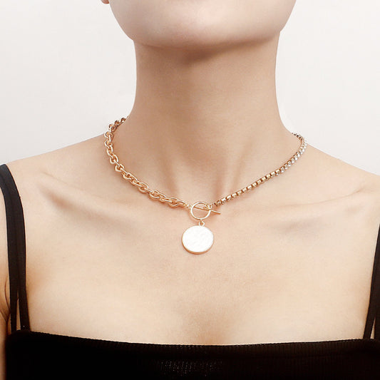 Jewelry stitching diamond claw chain mother-of-pearl pendant necklace female light luxury niche clavicle chain