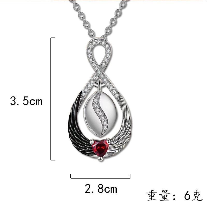 Jewelry Black and White Angel Wings Pendant Necklace Female Niche Summer Fashion Wings Jewelry