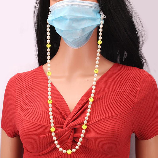 Mask anti-drop hanging chain smiling face yellow hanging neck mask rope anti-lost necklace glasses chain dual-use