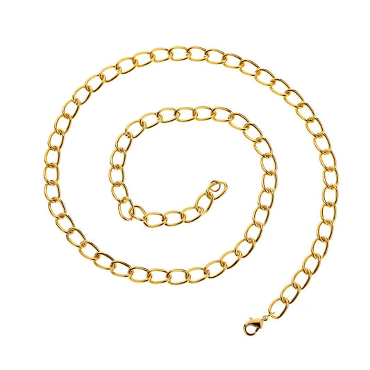 Jewelry Fashion Simple Single Buckle Iron Chain Necklace Men's Hip Hop Flat Pressed Single Chain