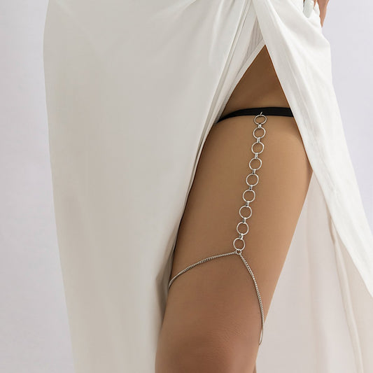 Jewelry Sexy Beach Night Body Chain Simple Elastic Ring Hollow Tassel Thigh Chain