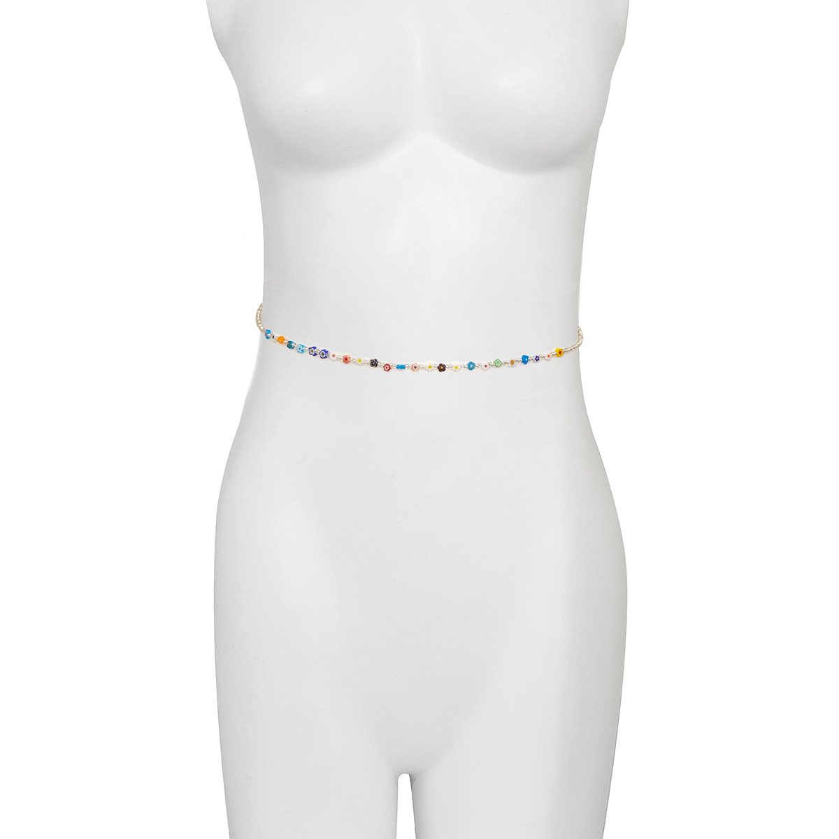 Jewelry Ethnic Beaded Body Chain Female Niche Colorful Daisy Rice Beads Woven Single Layer Waist Chain