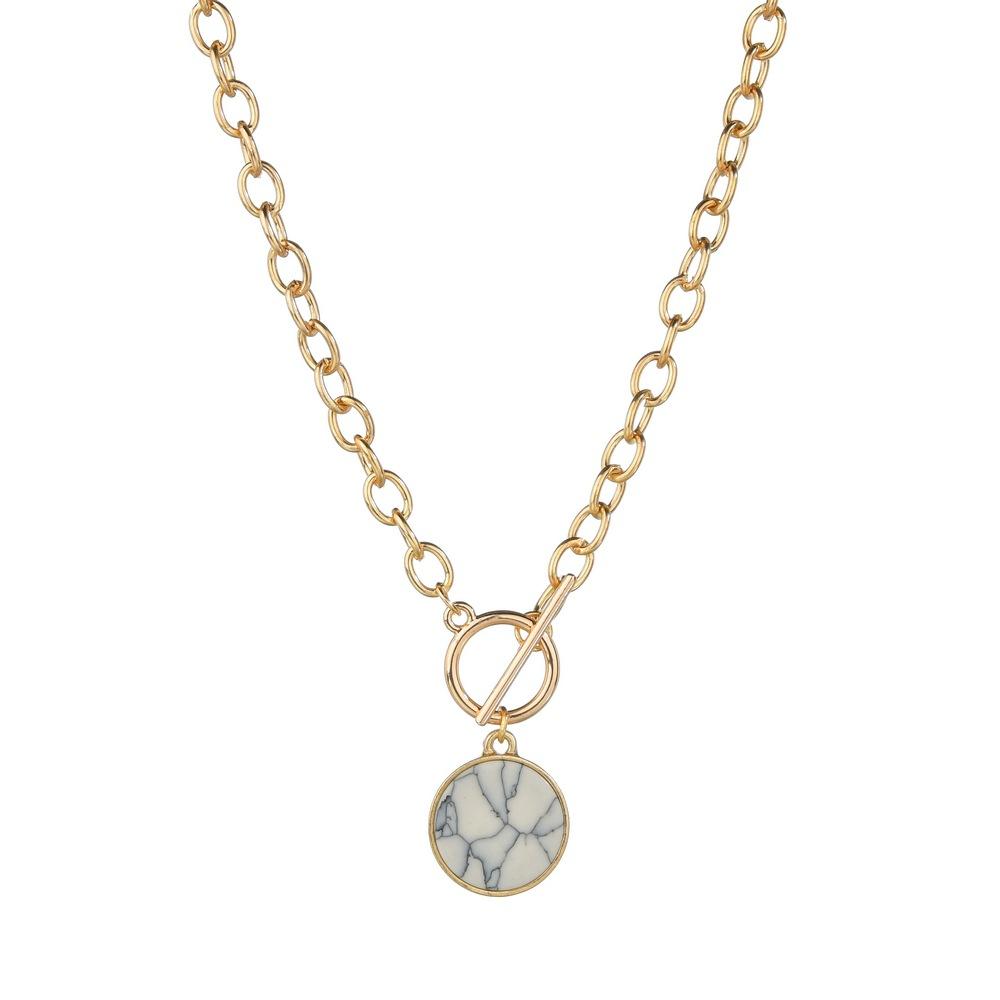 Vintage Alloy OT Buckle Necklace Fashion White Turquoise Pendant Necklace Ladies Accessories