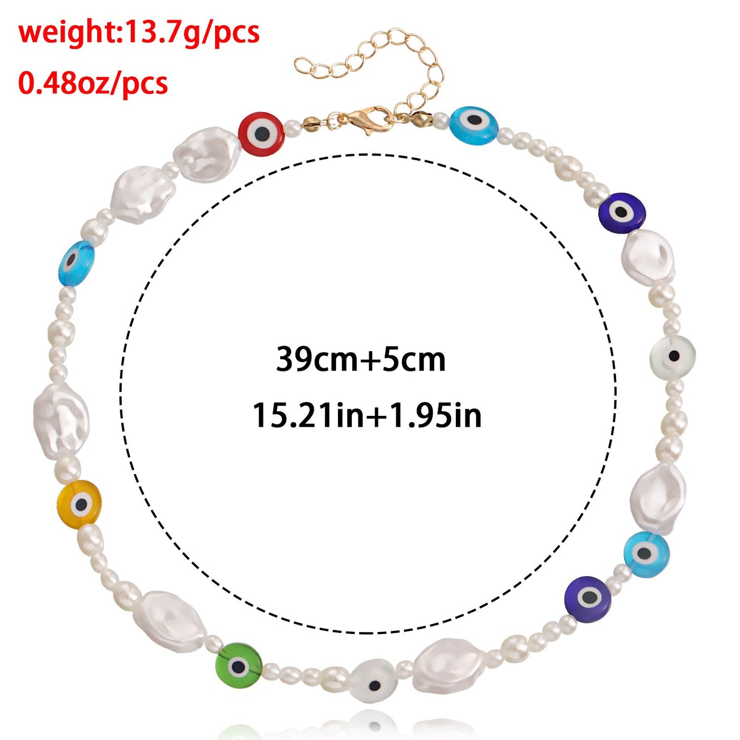 Jewelry Simple Single Layer Clavicle Chain Devil's Eye Necklace Retro Stitching Imitation Pearl Eye Necklace