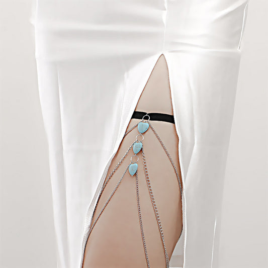 Jewelry ins love turquoise elastic thigh chain accessories female legchain beach leg ring