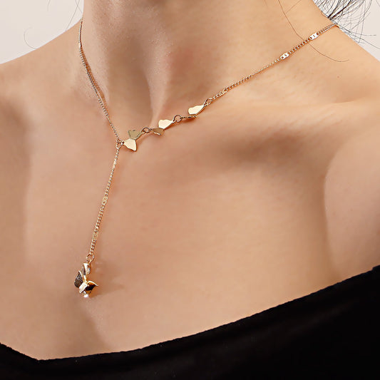 Ins fashion metal tassel butterfly necklace femininity personality golden butterfly clavicle chain