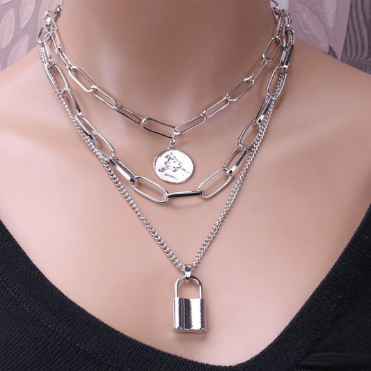 Jewelry Creative Fashion Elements Necklace Simple Retro Lock Pendant Necklace Female