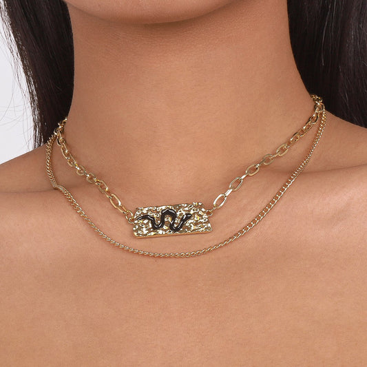 N146 Jewelry Double Layered Wearing Personality Snake Element Necklace Exaggerated Hip Hop Punk Necklace