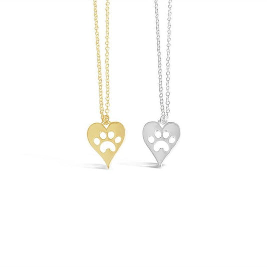 Creative Personality Couple Necklace Pet Lover Necklace Pet Footprint Love Peach Heart Necklace
