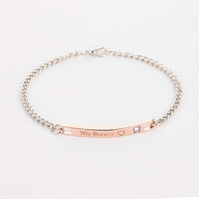 Lettering Bracelet Trend Fashion Simple Crown Couple Diamond Bracelet