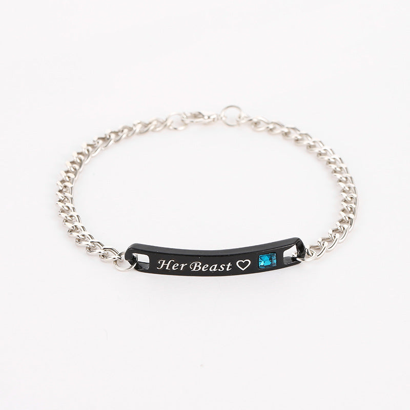 Lettering Bracelet Trend Fashion Simple Crown Couple Diamond Bracelet