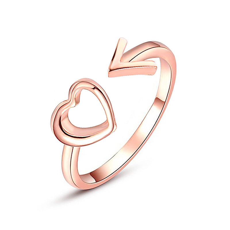 Creative Jewelry Arrow Peach Heart Open Ring Fashion Hollow Heart Tail Ring