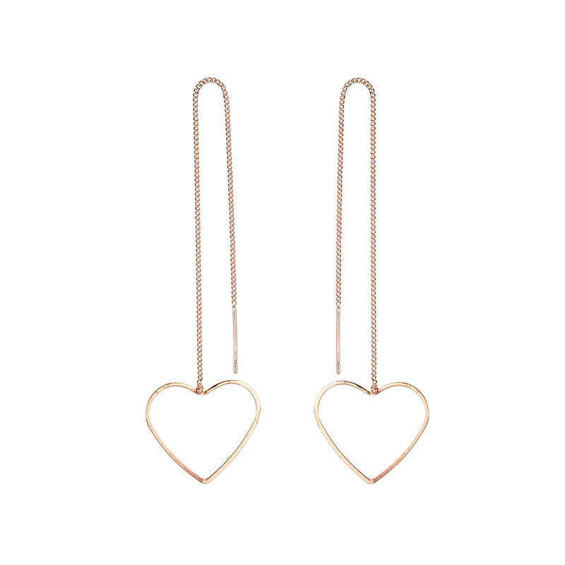 Creative Tassel Geometric Long Stud Earrings Female Fashion Simple Love Triangle Hexagonal Ear Wire