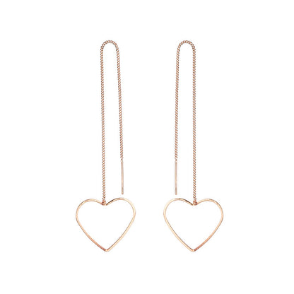 Creative Tassel Geometric Long Stud Earrings Female Fashion Simple Love Triangle Hexagonal Ear Wire
