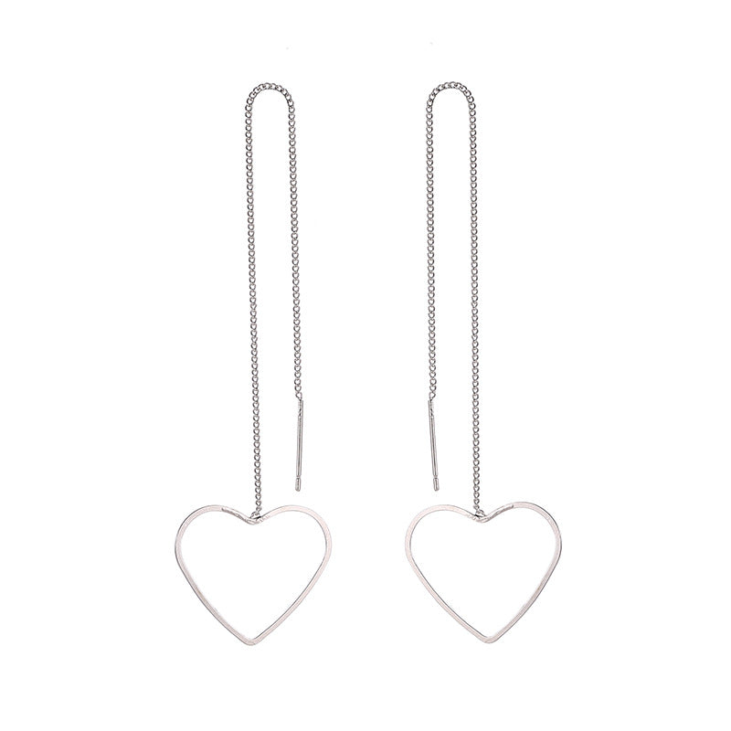 Creative Tassel Geometric Long Stud Earrings Female Fashion Simple Love Triangle Hexagonal Ear Wire