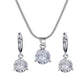 Fashion Temperament Jewelry Necklace Earrings Two-Piece Set Round Multicolor Zircon Pendant Set
