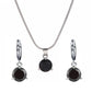 Fashion Temperament Jewelry Necklace Earrings Two-Piece Set Round Multicolor Zircon Pendant Set