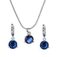 Fashion Temperament Jewelry Necklace Earrings Two-Piece Set Round Multicolor Zircon Pendant Set