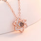 Fashion same style projection necklace rose gold 1 languages I love you pendant diamond jewelry