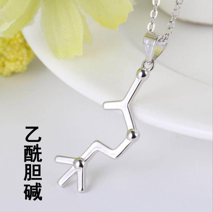 Jewelry Chemical Structure Molecule Dopamine Necklace Geometric Figure Pendant