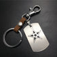 Five-pointed star double-layer titanium steel cowhide key chain stainless steel pendant men's waist hanging ladies bag pendant