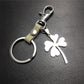 Four Leaf Lucky Flower Titanium Steel Pendant Leather Keychain Pendant Accessories