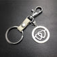 Double Heart Titanium Steel Pendant Leather Keychain Bag Luggage Tag Logo Couple Gift
