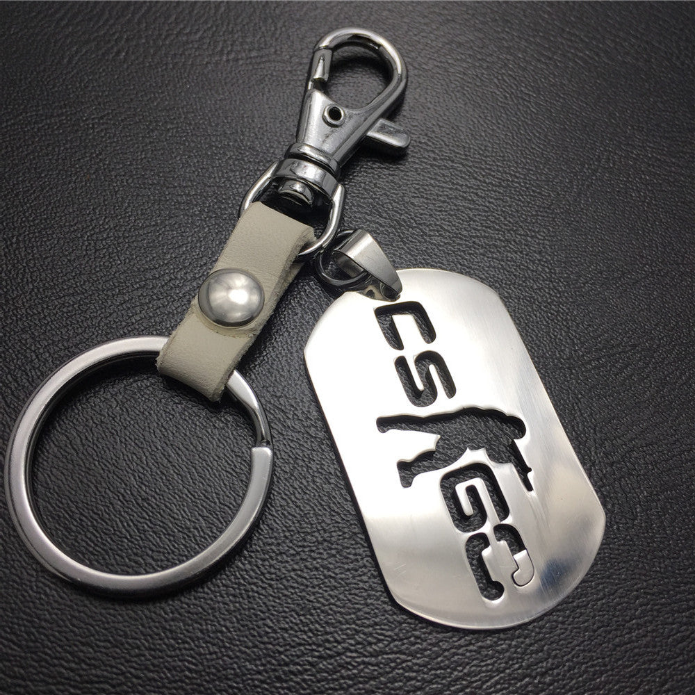 Anime Game CSGO Counter Strike Stainless Steel Pendant Leather Keychain Dog Buckle Waist Hanging Waist Decoration