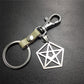 Five-pointed star pentagon stainless steel leather key chain waist bag bag pendant clothing accessories