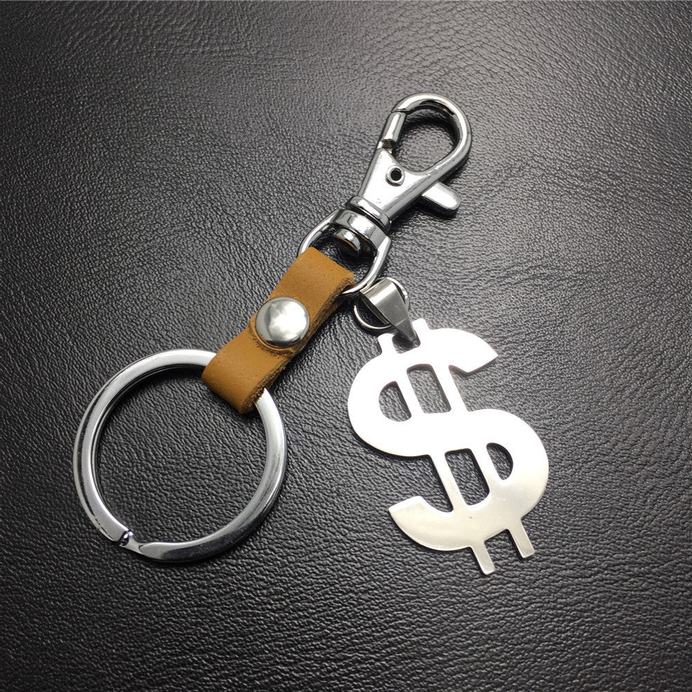 US dollars, US knives, titanium steel pendant, stainless steel hanging price, cowhide key chain, Valentine's Day gift bag pendant