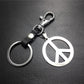 Anti-war symbol titanium steel pendant stainless steel key pendant cowhide connecting piece Valentine's Day gift world peace
