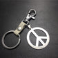 Anti-war symbol titanium steel pendant stainless steel key pendant cowhide connecting piece Valentine's Day gift world peace