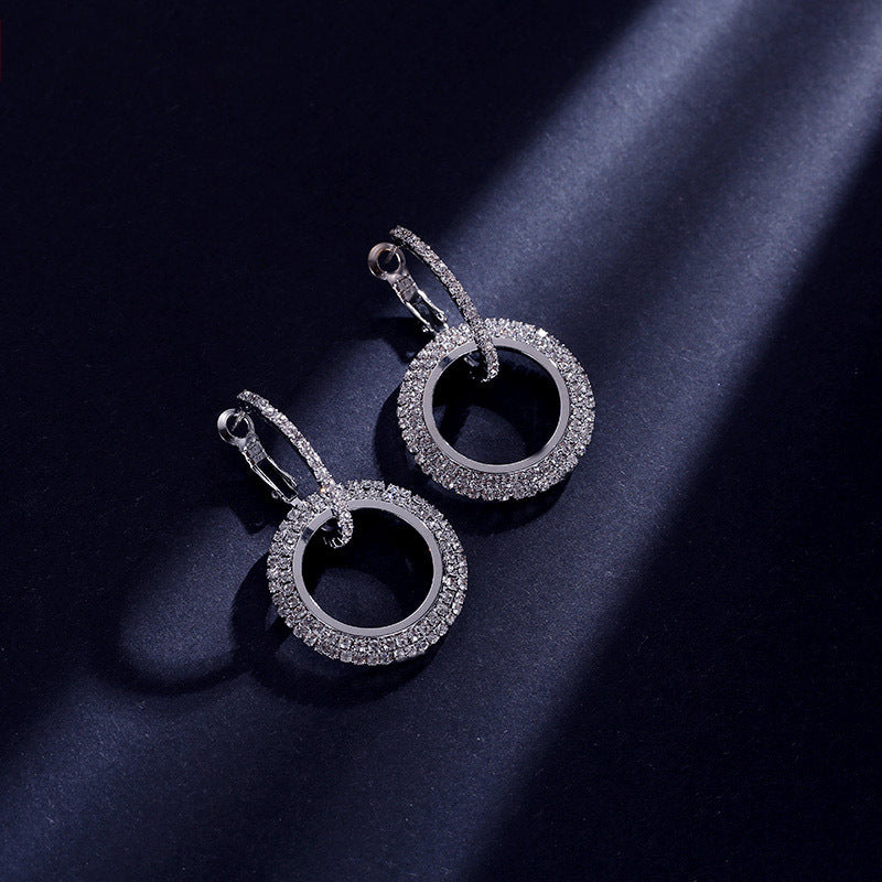 Temperament geometric earrings circle full of diamonds goddess earrings interlocking creative trinkets