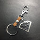 Game surrounding superman Superman logo double-layer stainless steel pendant leather keychain