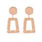 Exaggerated Atmospheric Matte Trendy Geometric Earrings Creative Personality Embossed Trapezoidal Long Metal Earrings