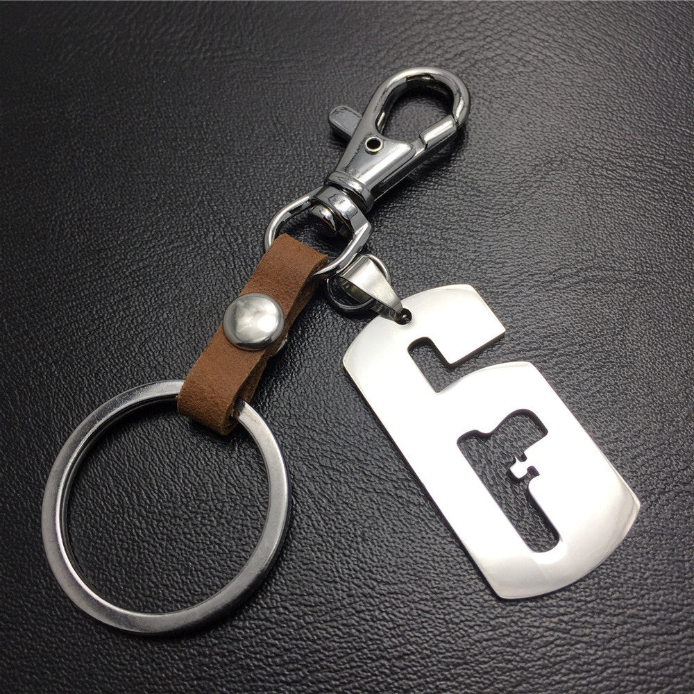 Rainbow 6 Lucky Car Keychain Stainless Steel Titanium Steel Pendant