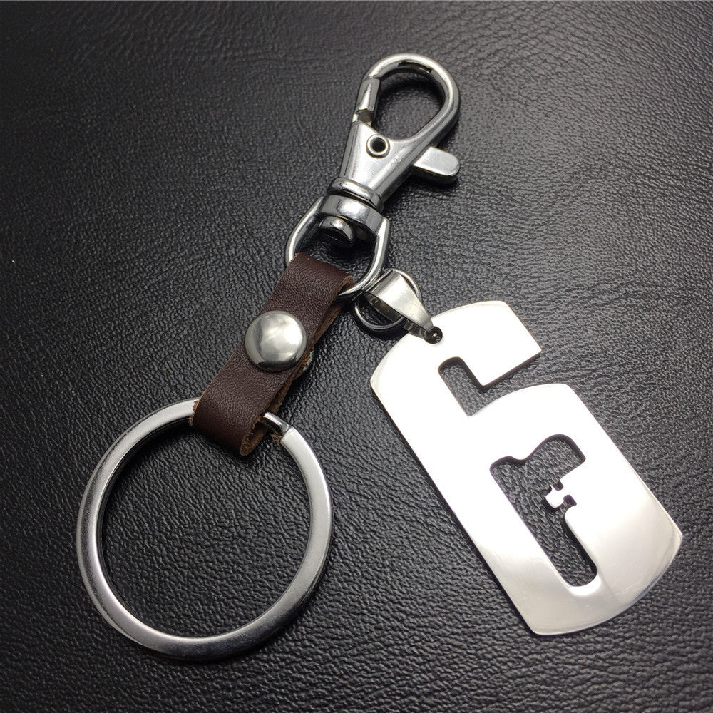 Rainbow 6 Lucky Car Keychain Stainless Steel Titanium Steel Pendant