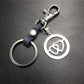 Double Heart Titanium Steel Pendant Leather Keychain Bag Luggage Tag Logo Couple Gift